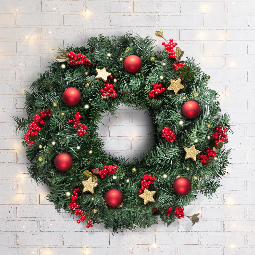 Jingle Jollys 60cm Christmas Wreath Garland Xmas Decorations Wedding Party 7