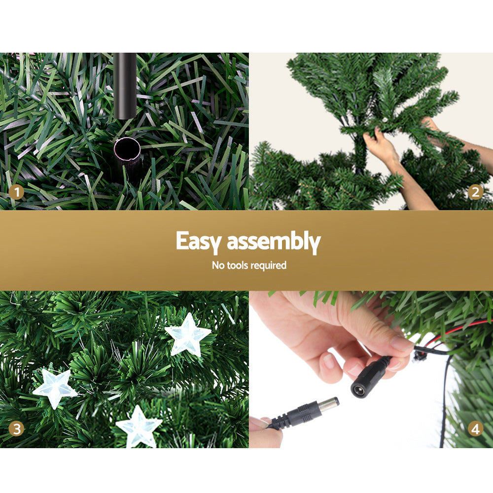 Jingle Jollys 1.8m Christmas Tree Optic Fibre LED Xmas tree Multi Colour 3