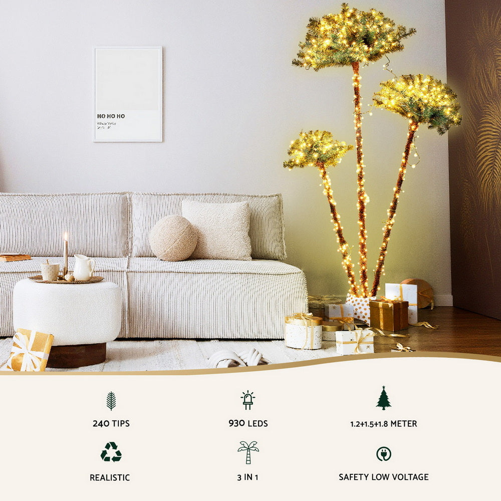 Jingle Jollys Christmas Tree 3-in-1 LED Xmas Palm Tree Party Decor 1.2/1.5/1.8M 4