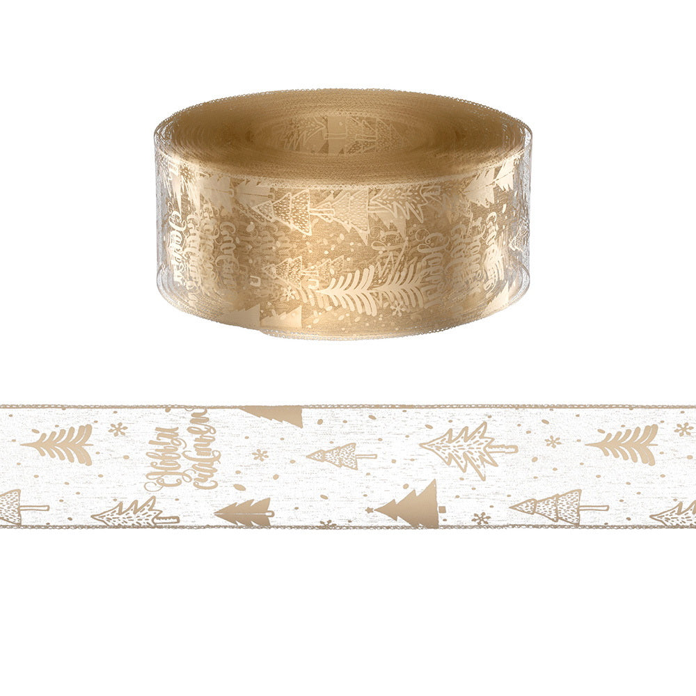 Jingle Jollys 20M Christmas Ribbon Roll Bow Printed Xmas Tree Decor Gift Gold 3
