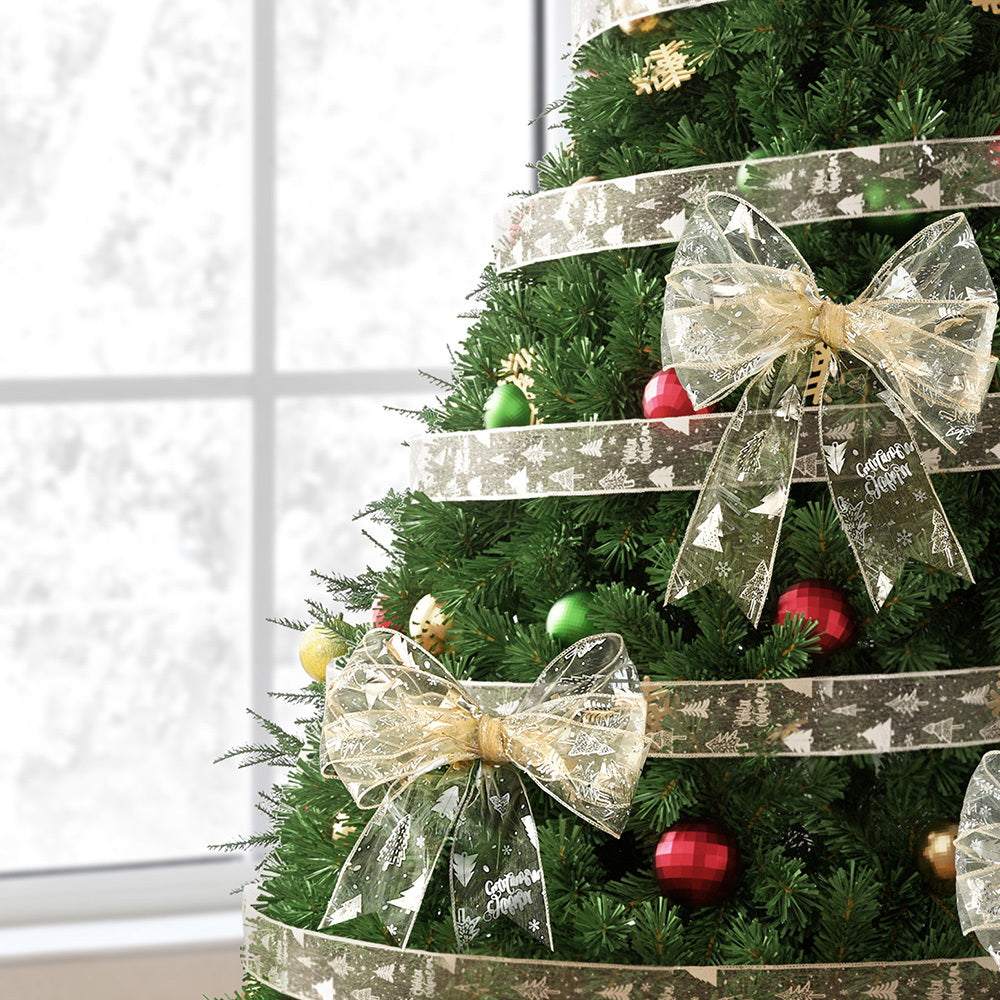 Jingle Jollys 20M Christmas Ribbon Roll Bow Printed Xmas Tree Decor Gift Gold 7