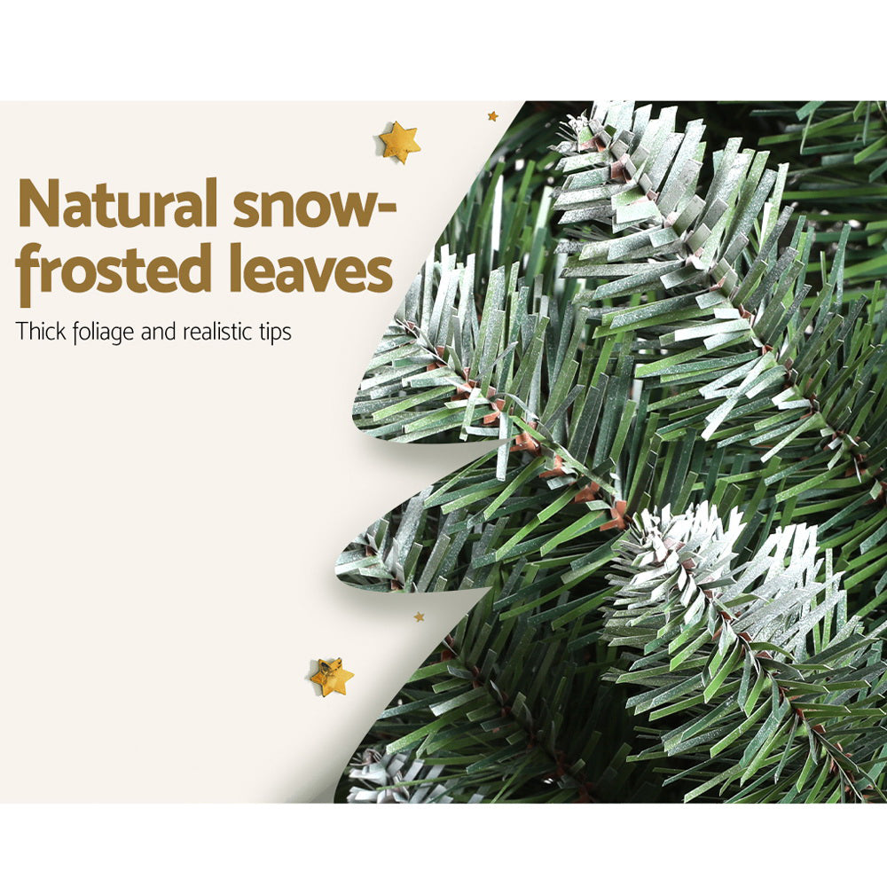 Jingle Jollys Christmas Tree 1.8m Xmas Tree Decorations Snowy 300 Tips 4