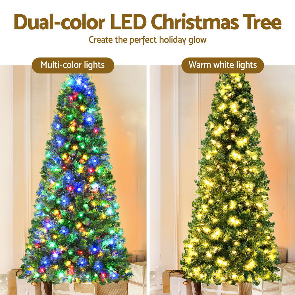 Jingle Jollys 1.8M Pre-lit Christmas Tree 8 Mode Multi Colour 200 LED Light Xmas 4