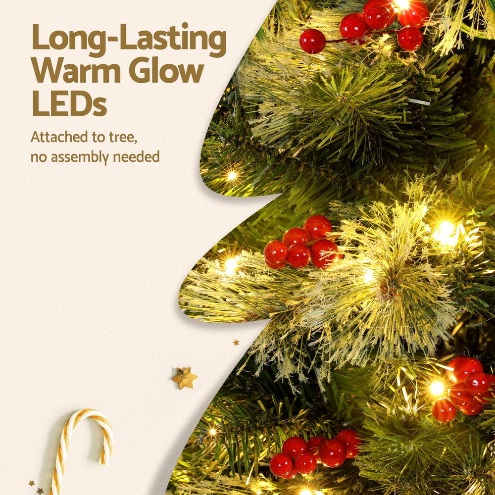 Jingle Jollys Christmas Tree 1.8M LED Xmas Tree Party Decorations Red Barries 6