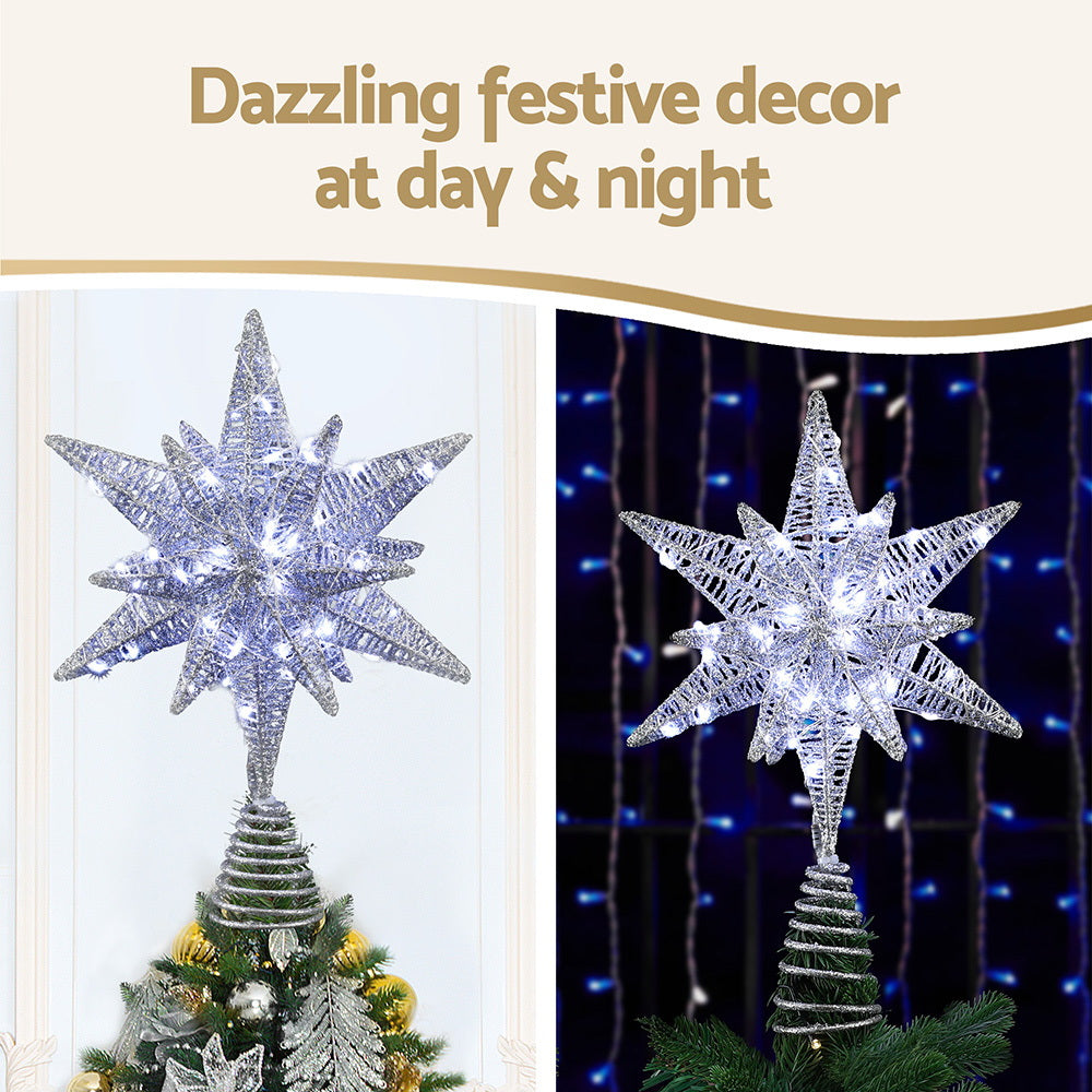Jingle Jollys 3D Christmas Tree Topper Star LED Decorations Xmas Party Timer 4