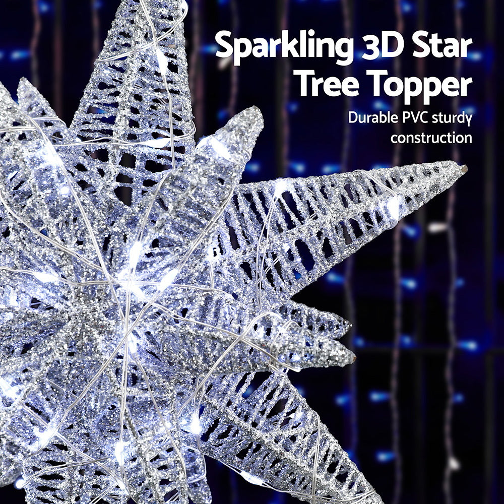 Jingle Jollys 3D Christmas Tree Topper Star LED Decorations Xmas Party Timer 5