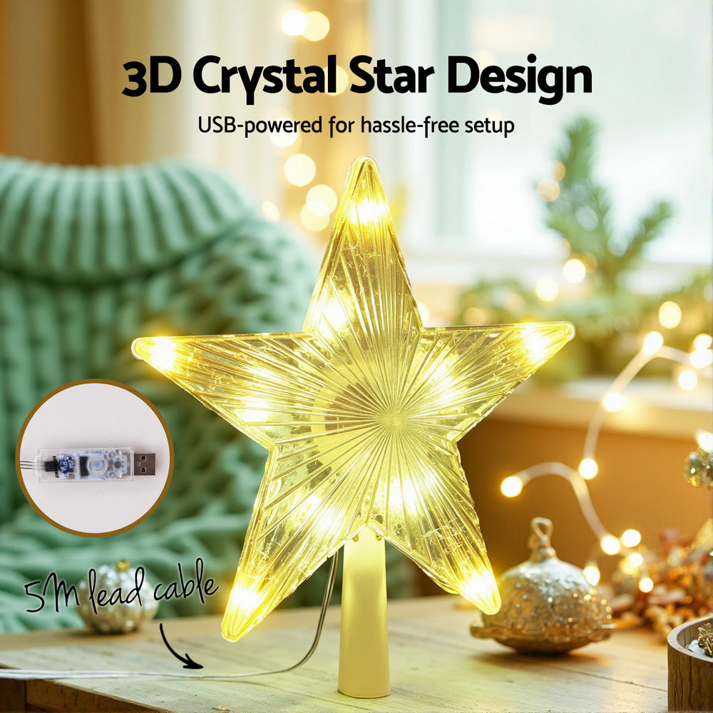 Jingle Jollys Christmas Tree Topper Star RGB LED Xmas Decor 80 Modes APP Control 5
