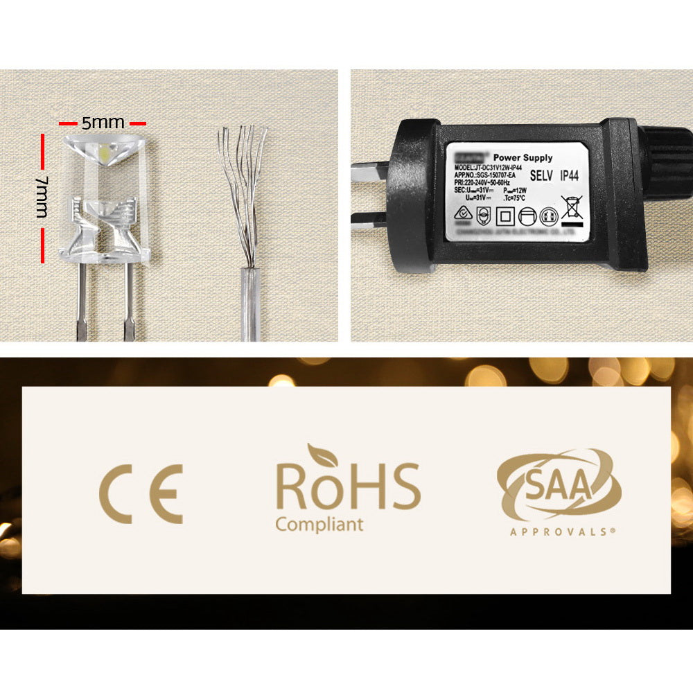 3X6M Christmas Lights Curtain Light Warm White 600 LED Jingle Jollys 5