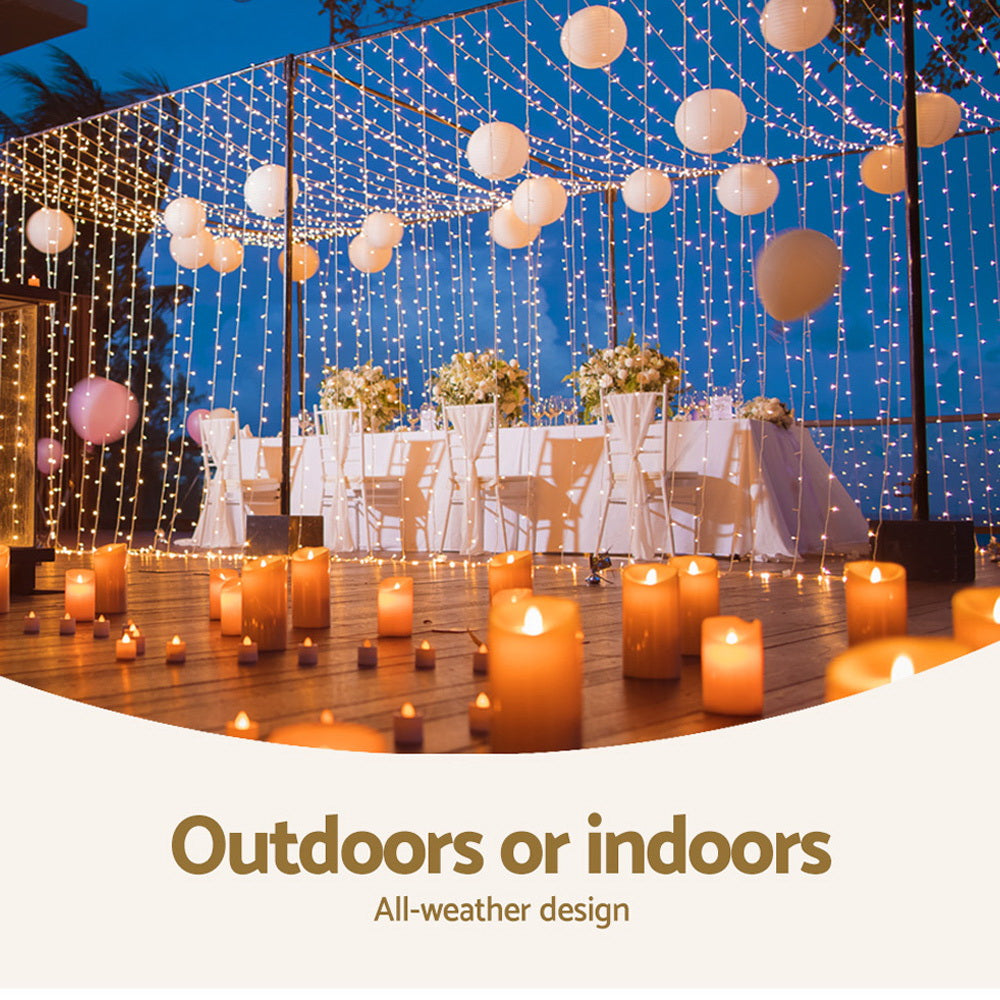 3X6M Christmas Lights Curtain Light Warm White 600 LED Jingle Jollys 6