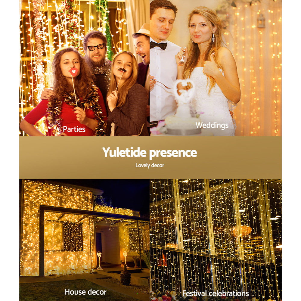 3X6M Christmas Lights Curtain Light Warm White 600 LED Jingle Jollys 7