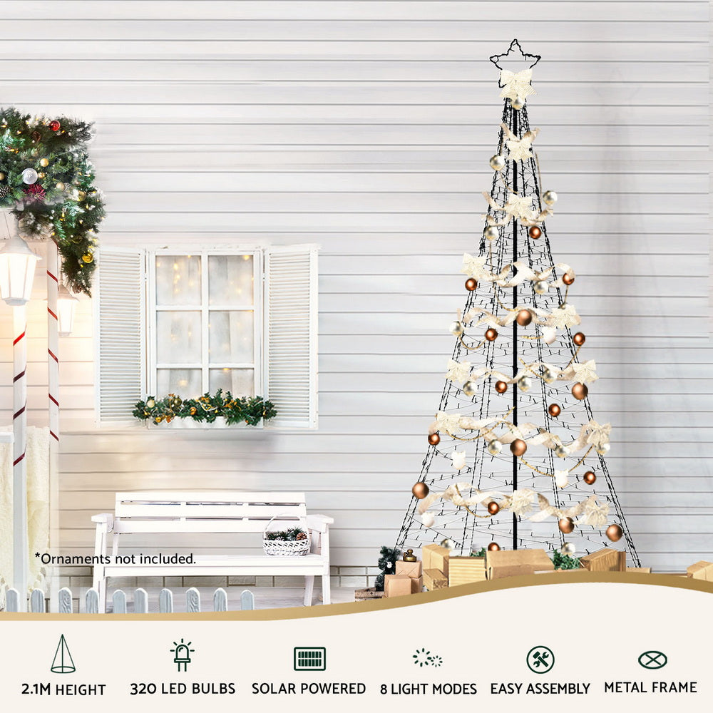 Jingle Jollys Solar Christmas Tree 2.1m 320 LED Net Lights Xmas Trees Decoration 4