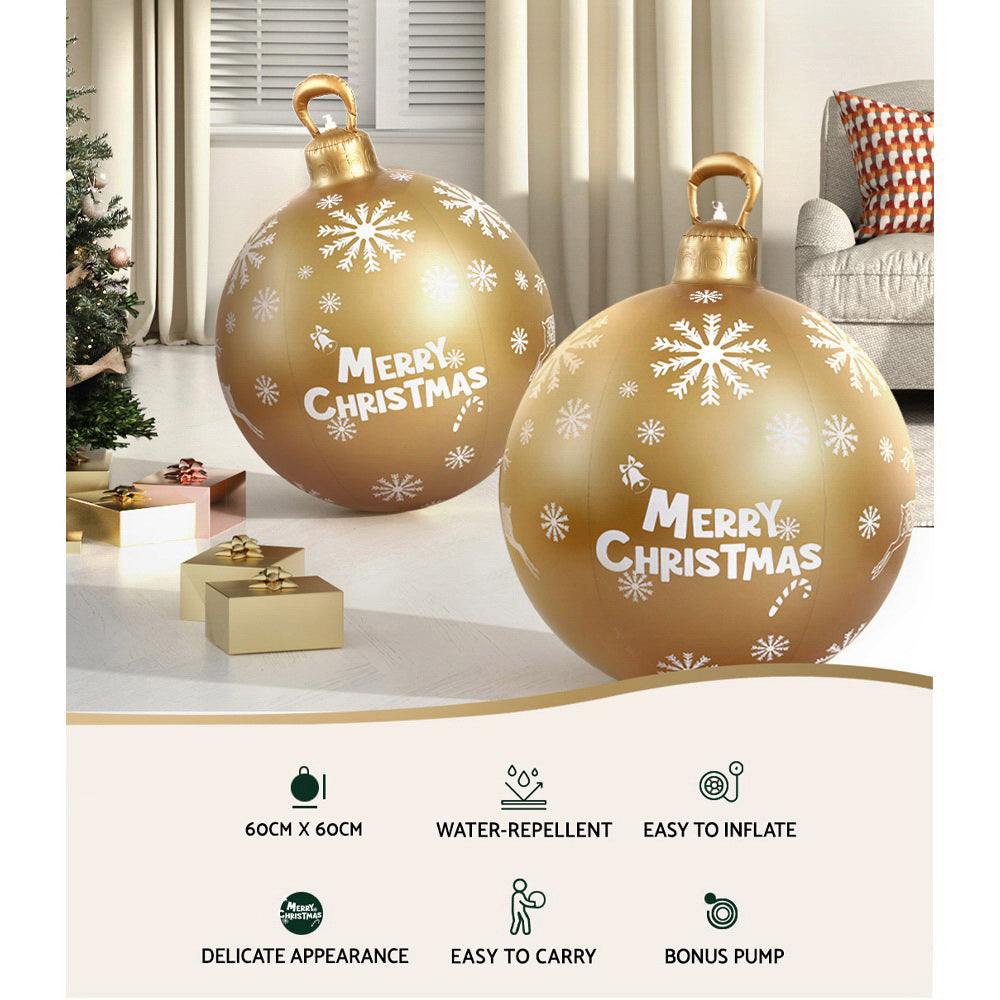 Jingle Jollys Christmas Inflatable Ball Bauble 60cm Outdoor Decoration Gold 4