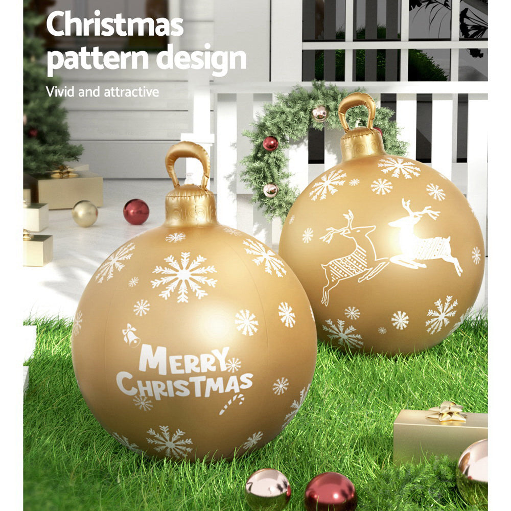 Jingle Jollys Christmas Inflatable Ball Bauble 60cm Outdoor Decoration Gold 6