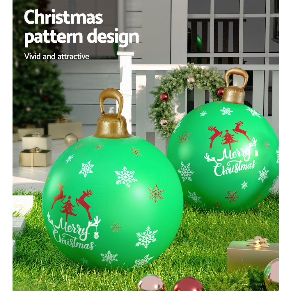 Jingle Jollys Christmas Inflatable Ball Bauble 60cm Outdoor Decoration Green 6