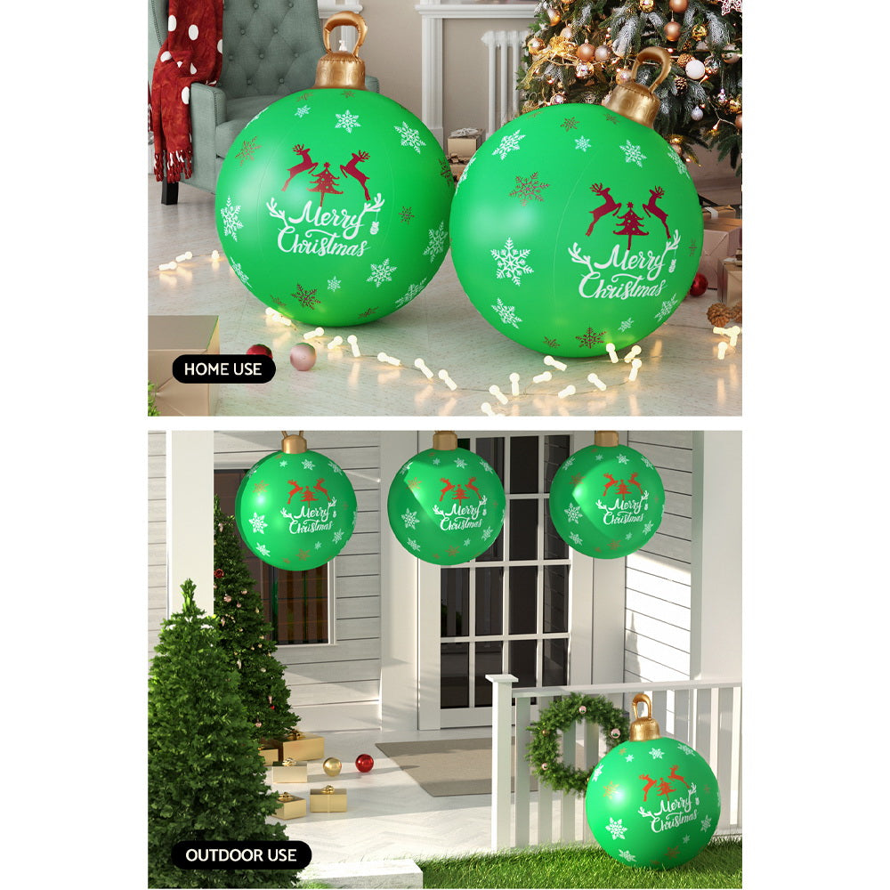 Jingle Jollys Christmas Inflatable Ball Bauble 60cm Outdoor Decoration Green 7