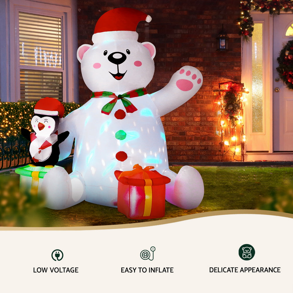 Jingle Jollys Christmas Inflatable Bear 1.8M Height LED Outdoor Decorations Illuminated 5