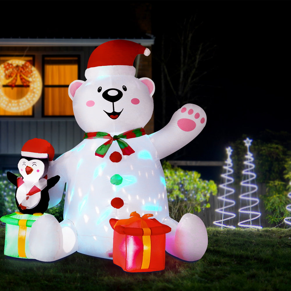 Jingle Jollys Christmas Inflatable Bear 1.8M Height LED Outdoor Decorations Illuminated 7