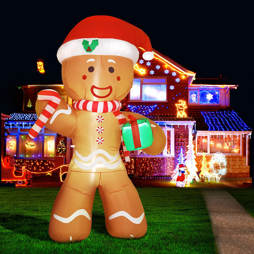 Jingle Jollys Christmas Inflatable Gingerbread Man 2.4M Illuminated Decorations 8
