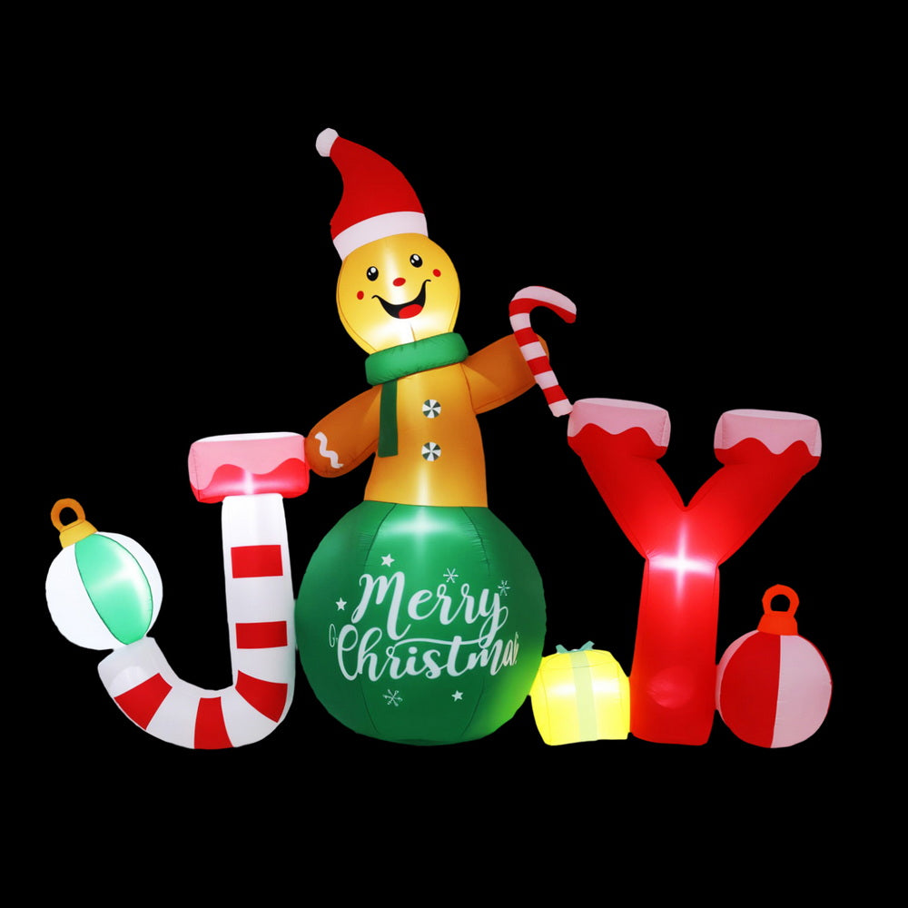 Jingle Jollys Christmas Inflatable Gingerman Joy 3M Long Outdoor Decorations Illuminated 3