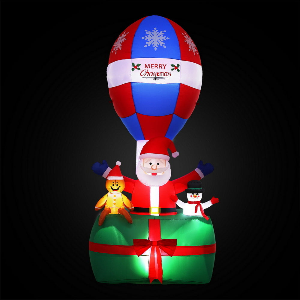 Jingle Jollys Christmas Inflatable Santa in Ballon 2.8M Height LED Decorations Illuminated 3