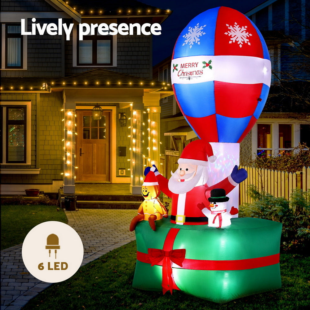Jingle Jollys Christmas Inflatable Santa in Ballon 2.8M Height LED Decorations Illuminated 4