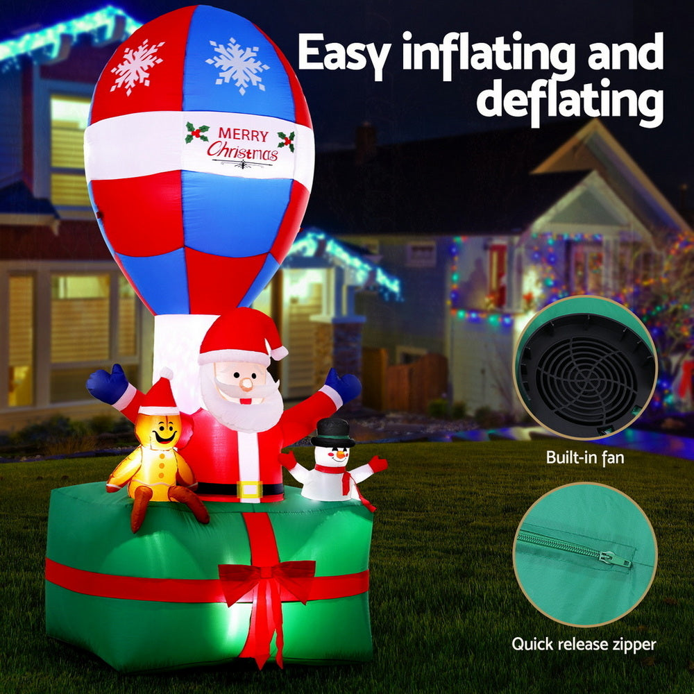 Jingle Jollys Christmas Inflatable Santa in Ballon 2.8M Height LED Decorations Illuminated 5