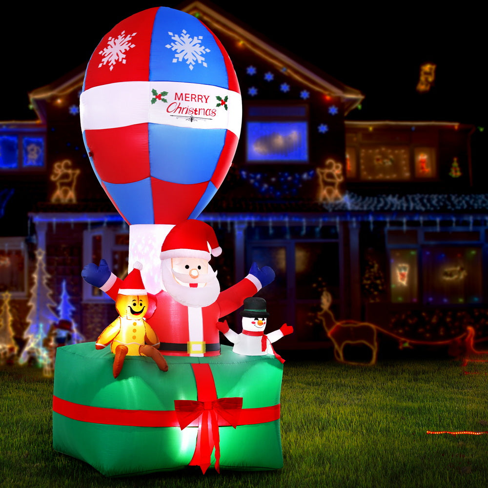 Jingle Jollys Christmas Inflatable Santa in Ballon 2.8M Height LED Decorations Illuminated 7