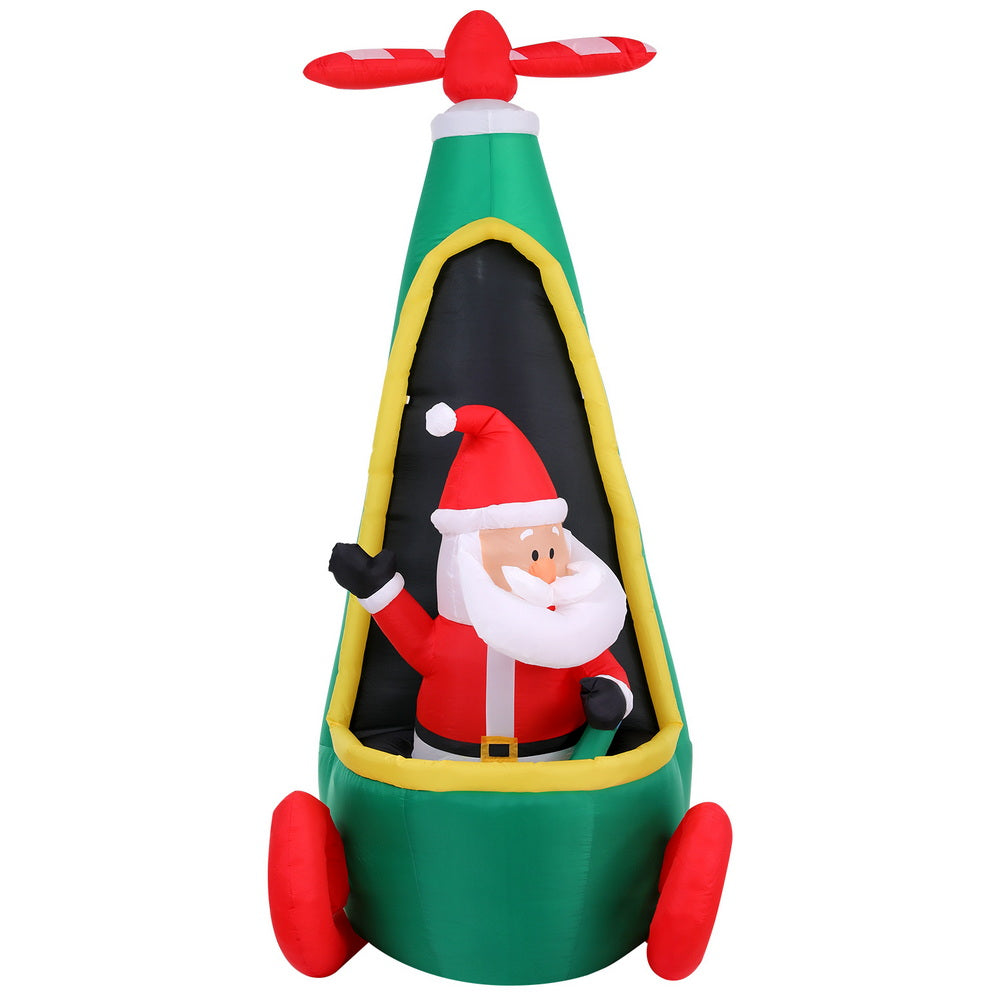 Jingle Jollys Christmas Inflatable Santa in Helicopter 2.55M Height LED Illuminated Decorations 3