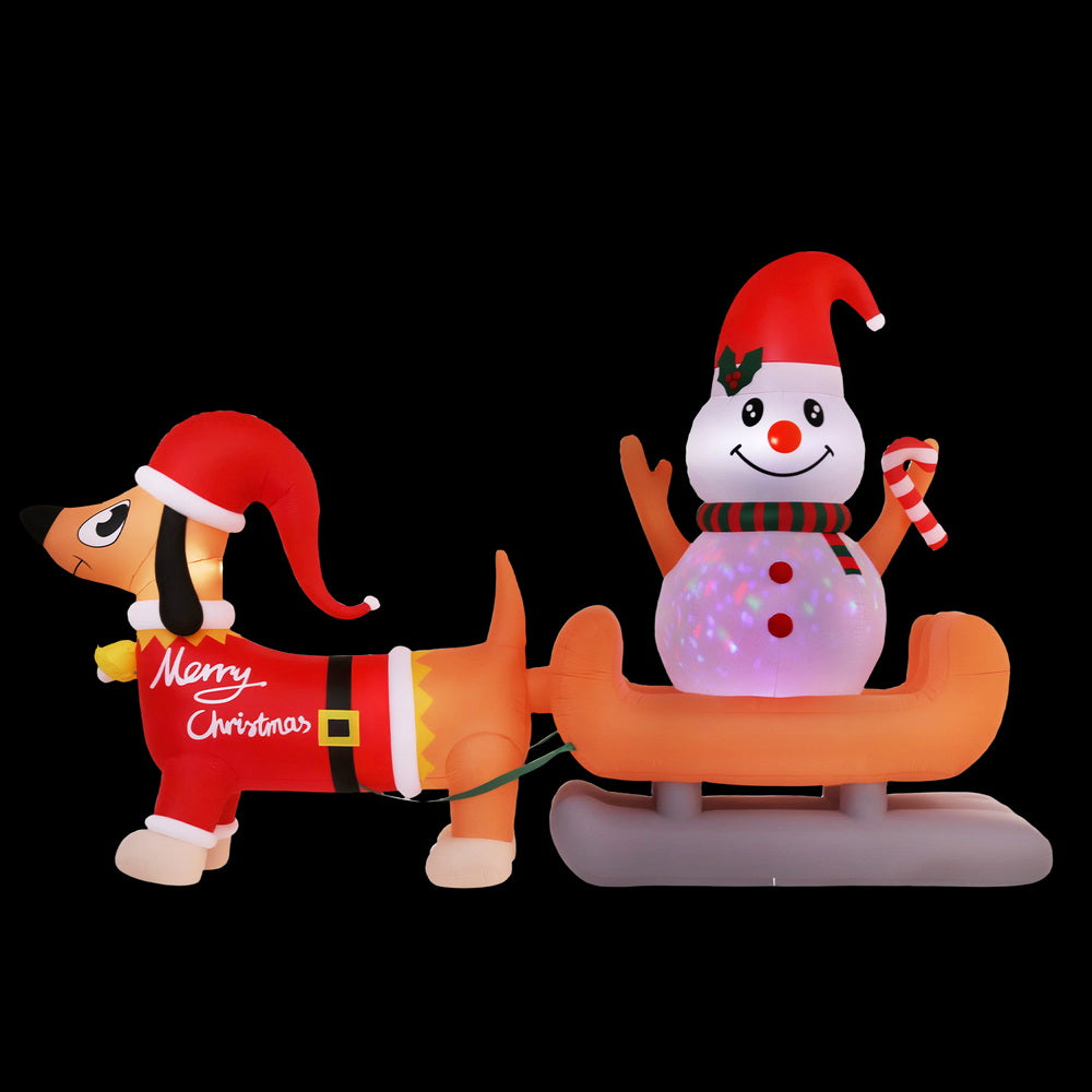 Jingle Jollys Christmas Inflatable Snowman Dog 4.2M Tall Outdoor Decorations Illuminated 3
