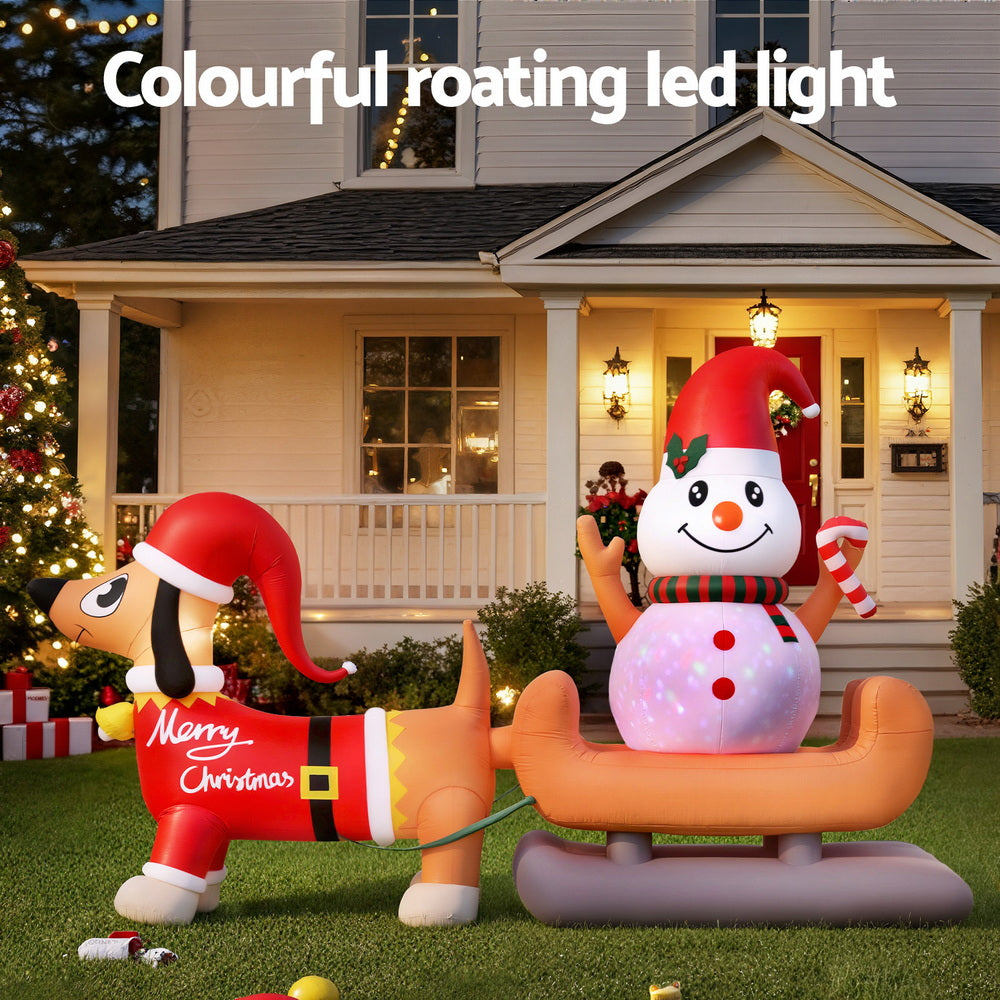 Jingle Jollys Christmas Inflatable Snowman Dog 4.2M Tall Outdoor Decorations Illuminated 4