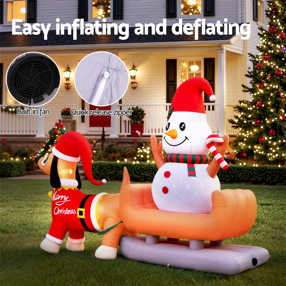 Jingle Jollys Christmas Inflatable Snowman Dog 4.2M Tall Outdoor Decorations Illuminated 5