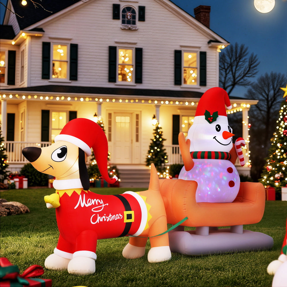 Jingle Jollys Christmas Inflatable Snowman Dog 4.2M Tall Outdoor Decorations Illuminated 7