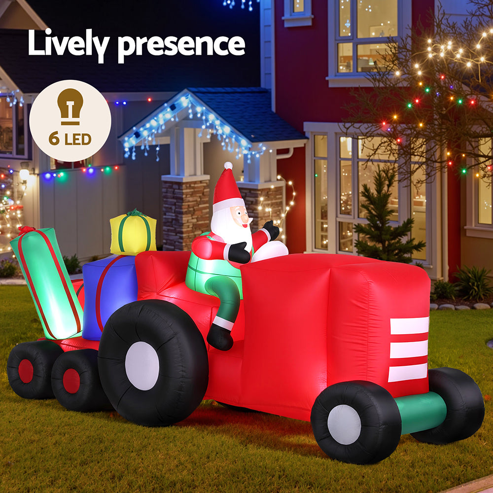 Jingle Jollys Christmas Inflatable Santa Truck 2.6M Length LED Decorations Illuminated 4