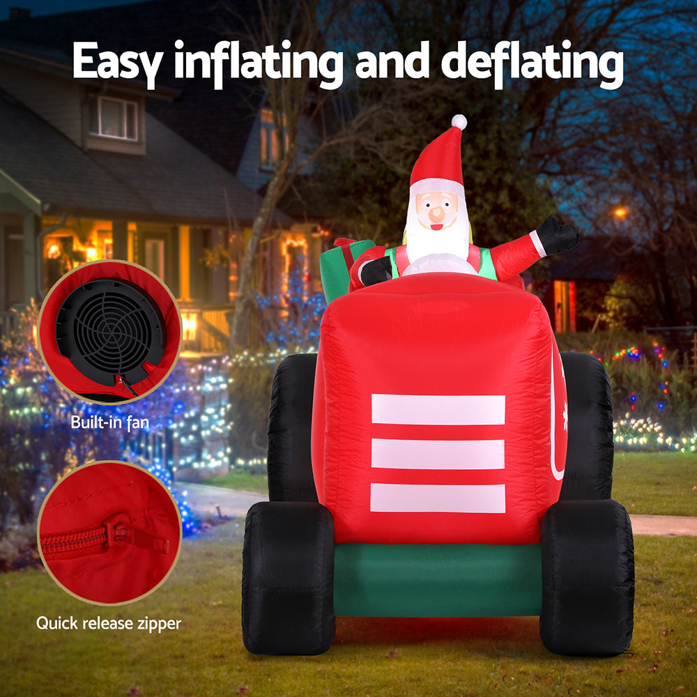 Jingle Jollys Christmas Inflatable Santa Truck 2.6M Length LED Decorations Illuminated 5