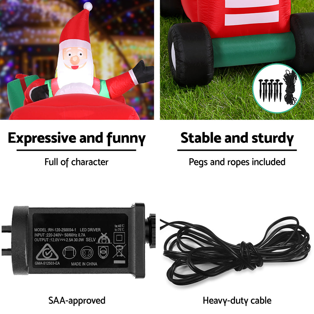 Jingle Jollys Christmas Inflatable Santa Truck 2.6M Length LED Decorations Illuminated 6