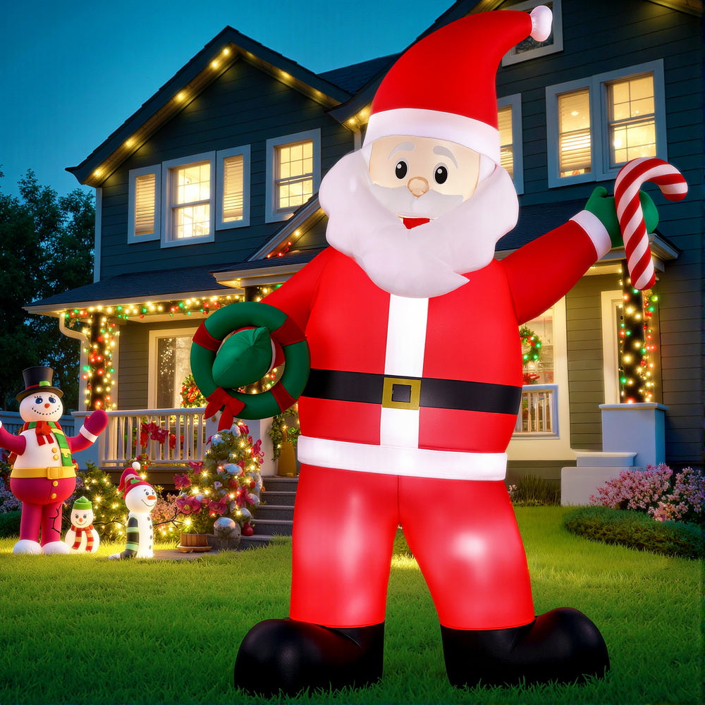 Jingle Jollys Christmas Inflatable Giant Santa 3.8M Height LED Illuminated Decorations 7
