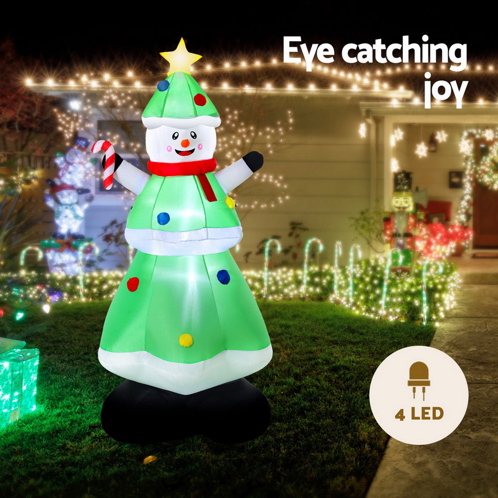 Jingle Jollys Christmas Inflatable Snowman Tree 2.75M Height LED Decorations Illuminated 4