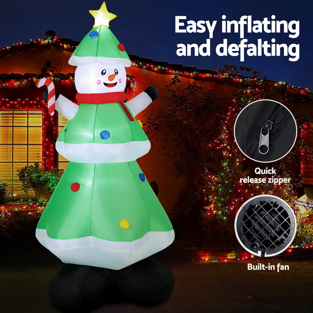 Jingle Jollys Christmas Inflatable Snowman Tree 2.75M Height LED Decorations Illuminated 5