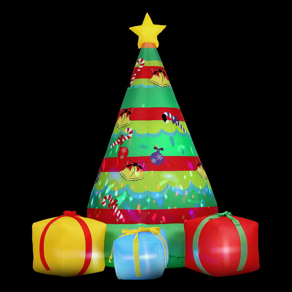 Jingle Jollys Christmas Inflatable Gift Tree 2.2M Height Flashing Light Decorations Illuminated 3