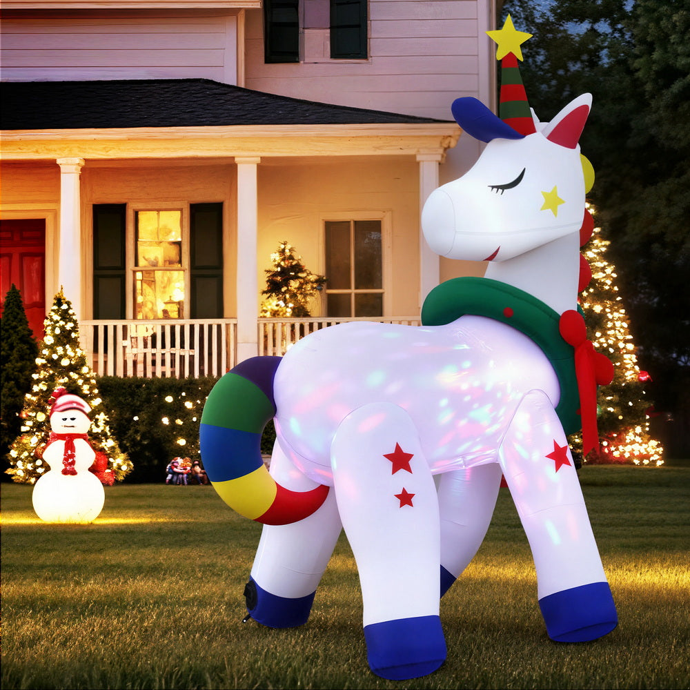Jingle Jollys Christmas Inflatable Unicorn 1.8M Tall Outdoor Decorations Illuminated 7