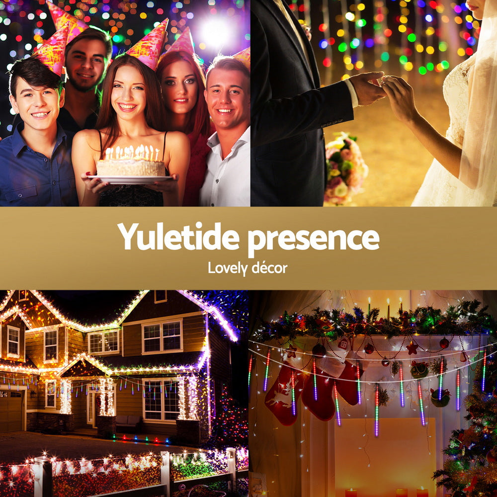 Jingle Jollys 7M Christmas Lights Shower Light 288 LED Icicle Falling Metor 5