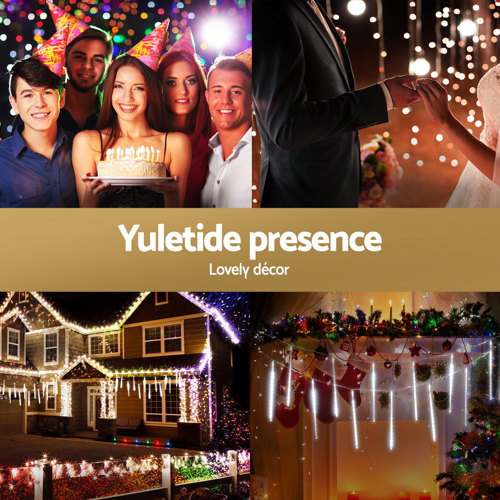 Jingle Jollys 7M Christmas Lights Shower Light 288 LED Icicle Falling Metor 5