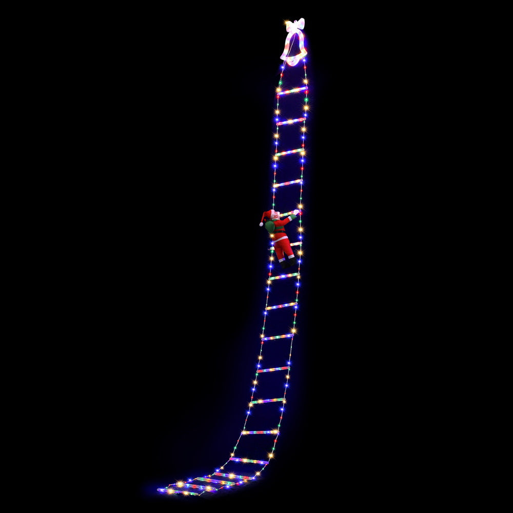 Jingle Jollys 3.5M Christmas Lights 300 LED Ladder Light with Santa Claus Decor 3