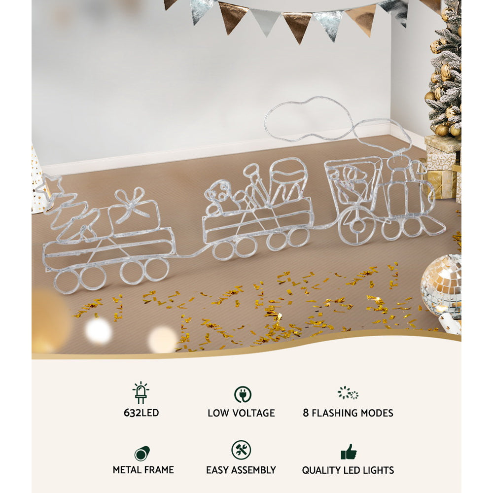 2.1M Christmas Lights 631 LED Train Motif Light Decorations Jingle Jollys 3