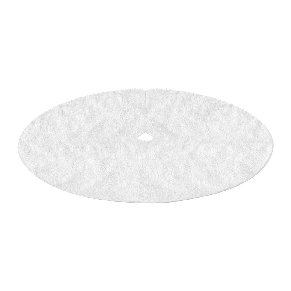 Jingle Jollys Christmas Tree Skirt 120cm Plush Xmas Fluffy Ornaments Decor White 3