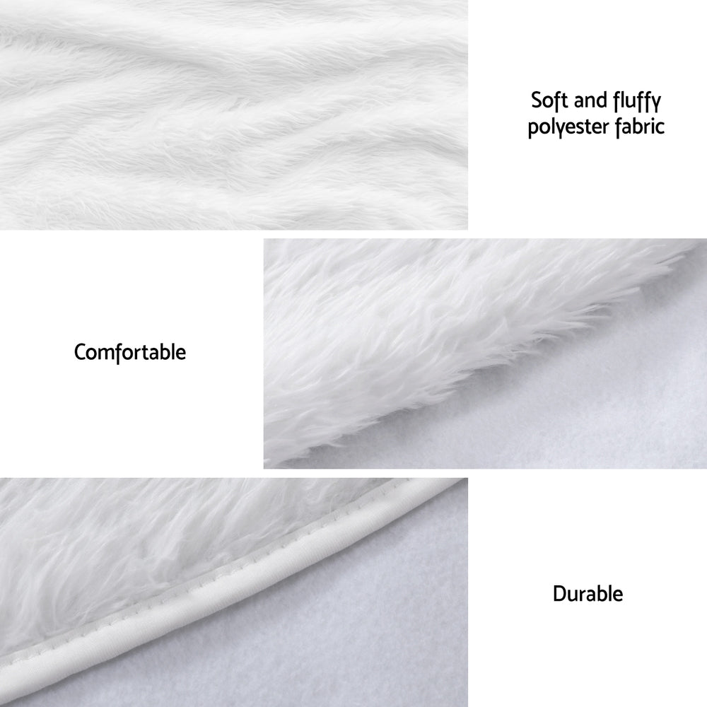 Jingle Jollys Christmas Tree Skirt 120cm Plush Xmas Fluffy Ornaments Decor White 6