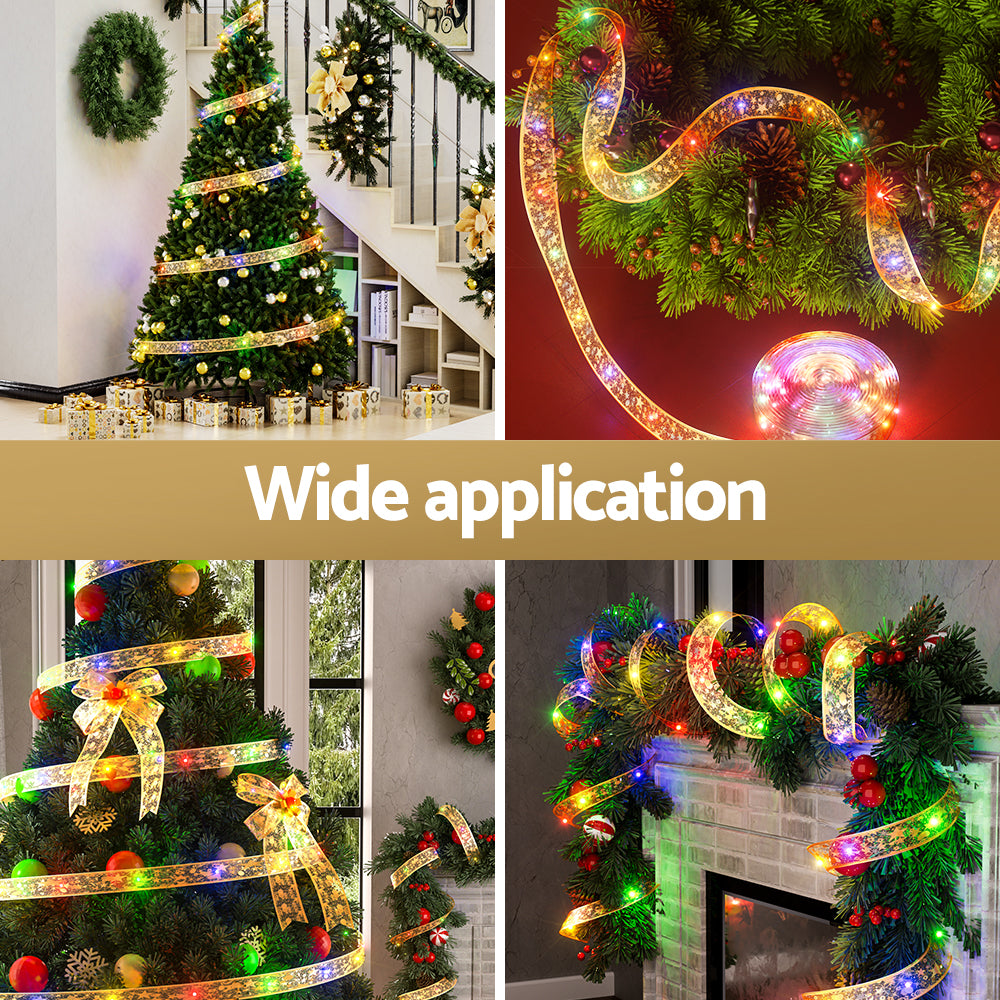 Jingle Jollys 20M Christmas Lights Fairy Ribbon Light 200 LED Xmas Decor Golden 5