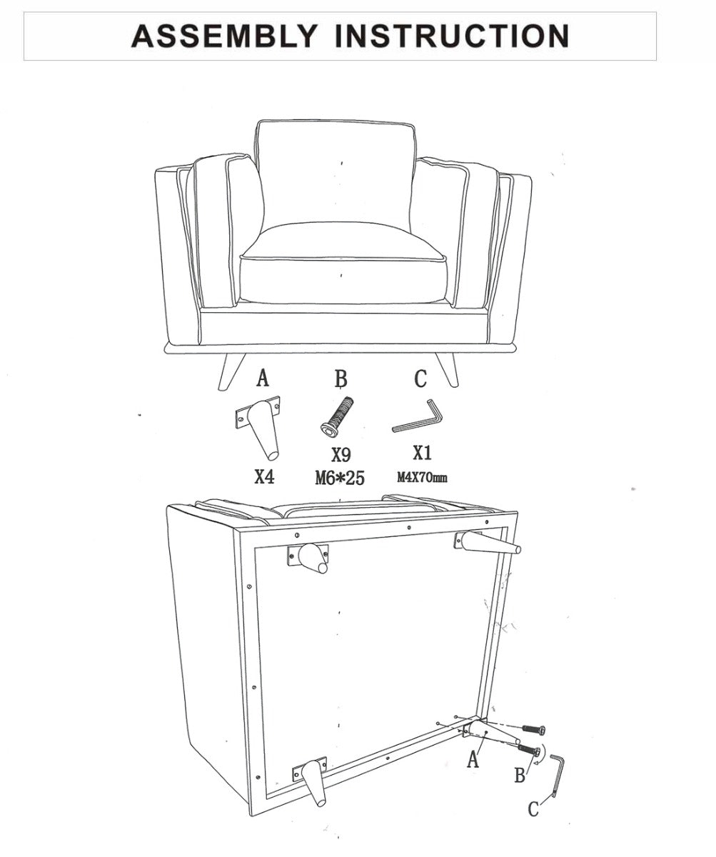 Single Seater Armchair Faux Leather Sofa Modern Lounge Accent Chair in Brown with Wooden Frame 7