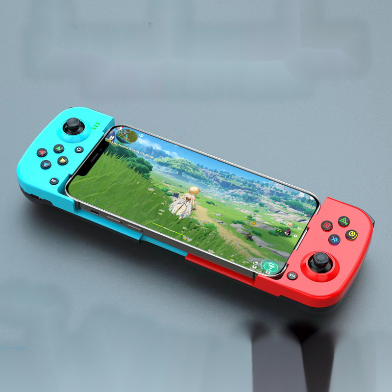 Portable Telescopic Mobile Game Controller - Bluetooth 5.0, iOS/Android/PC Compatible, 400mAh Battery(blue and red)