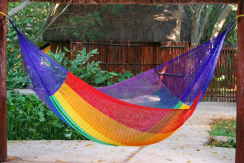 Mayan Legacy Single Size Cotton Mexican Hammock in Rainbow Colour 6